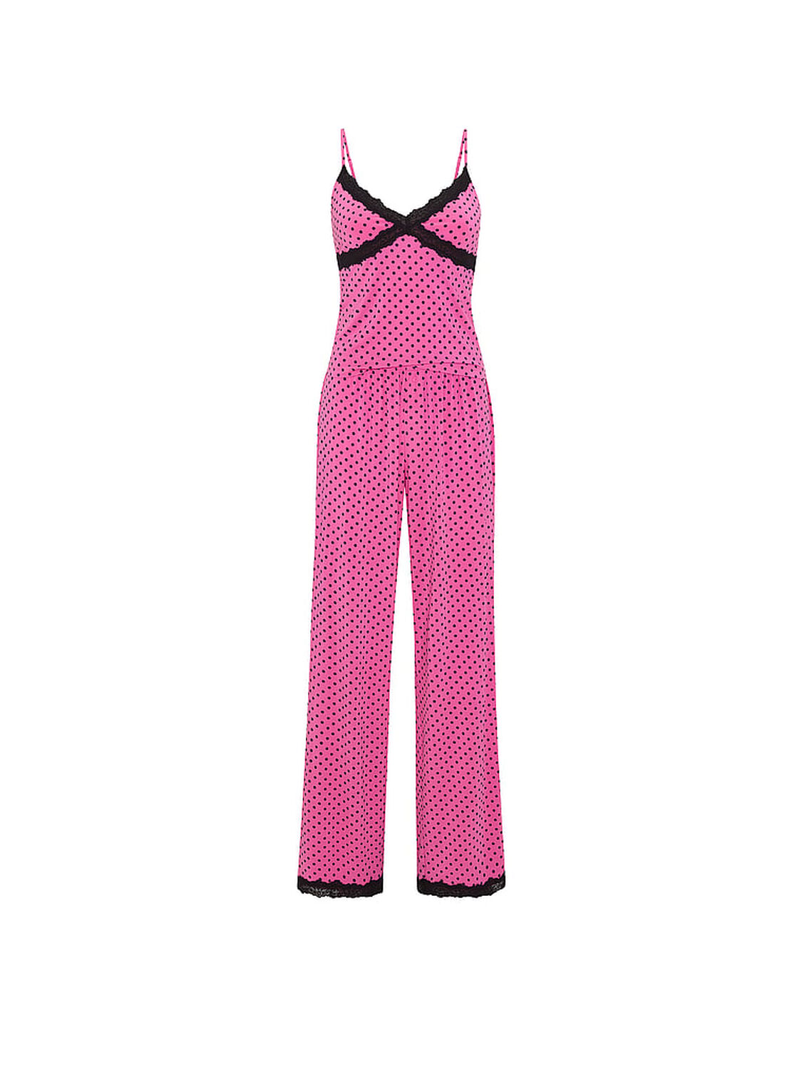 vs Pink Modal Lace-Trim Cami & Pants Pajama Set Sizzling Strawberry Dots 3 of 3 