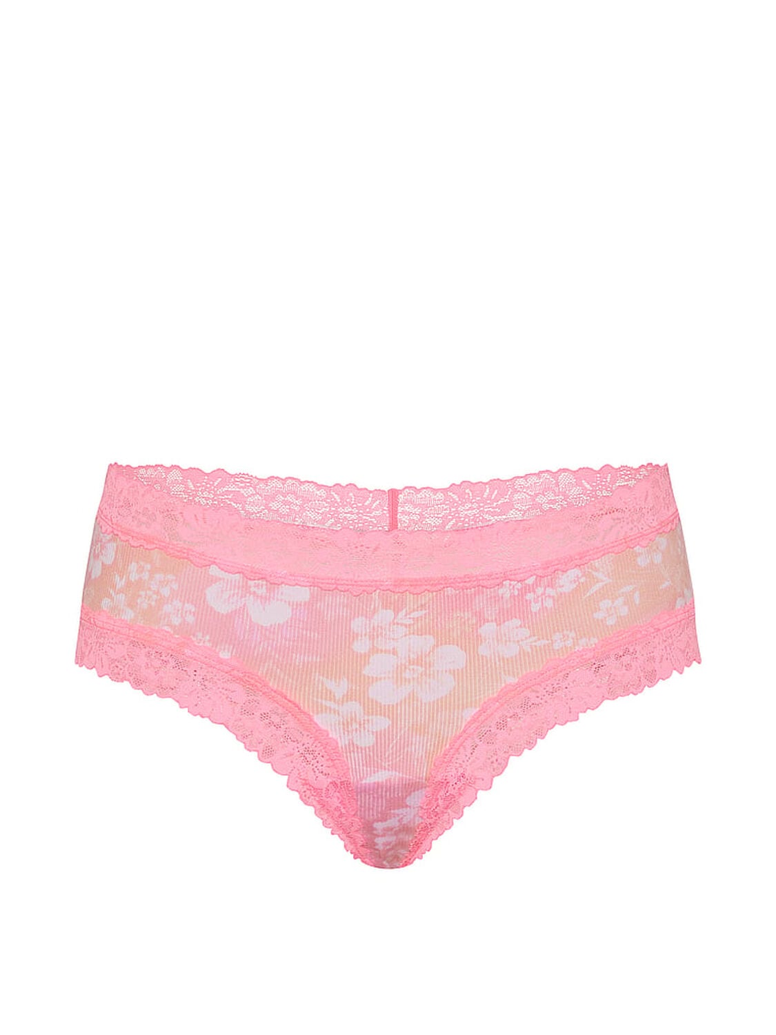 vs Pink PINK Wink&trade; Lace-Trim Cheeky Panty Rose Chiffon Hibiscus Floral Print 3 of 3 