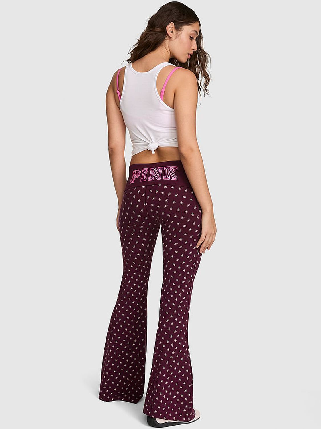 pink Pink All-Day Cotton&trade; Foldover Super Flare Leggings Wild Rose Fresh Florals 2 of 3 