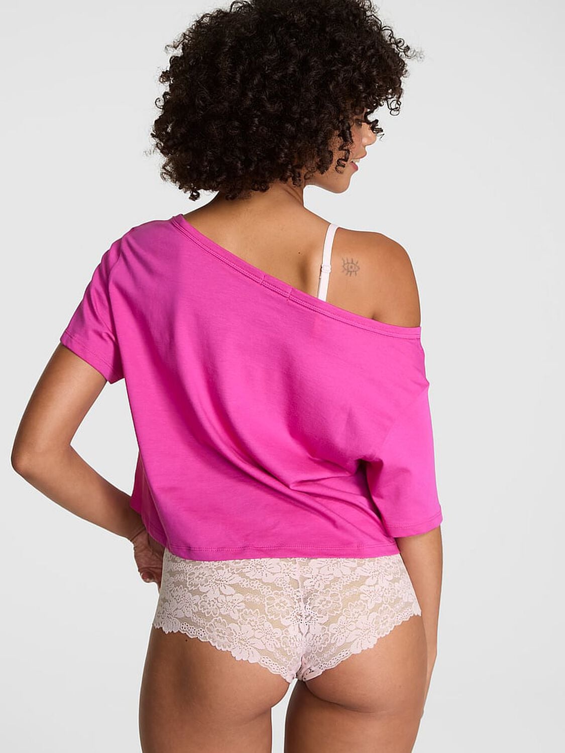 pink Pink Slouchy Cropped Sleepshirt Pink Fire 2 of 4 