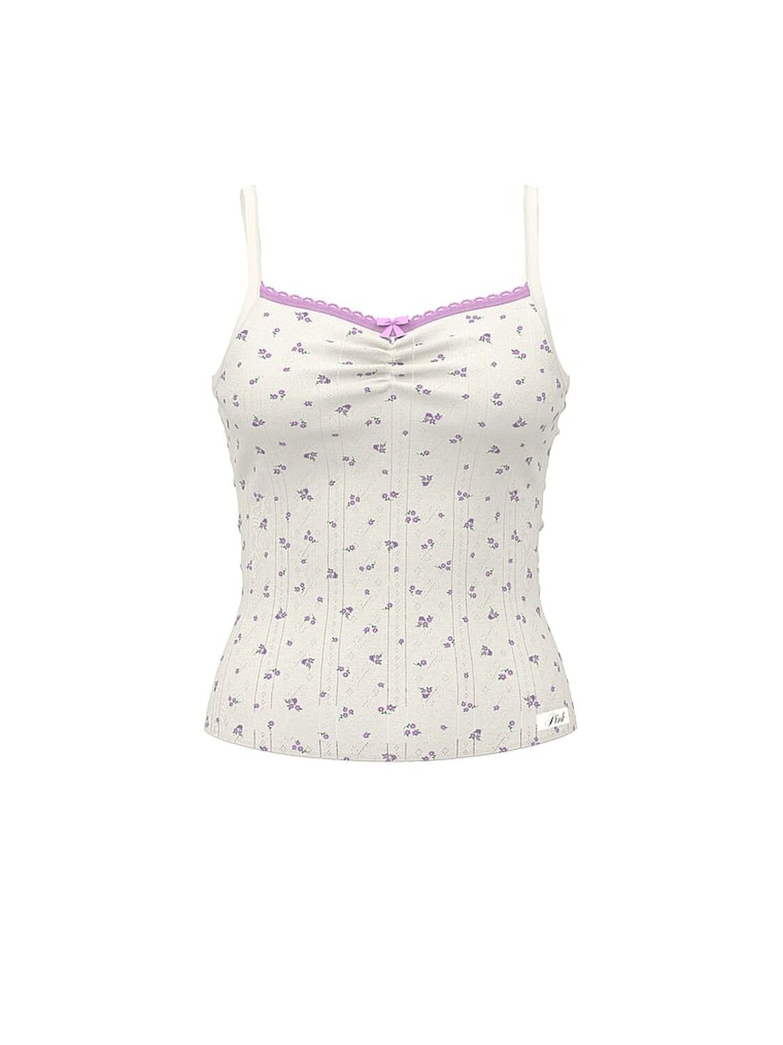 vs Pink Pointelle Sweetheart Cami Winter White Ditsy Floral 3 of 4 