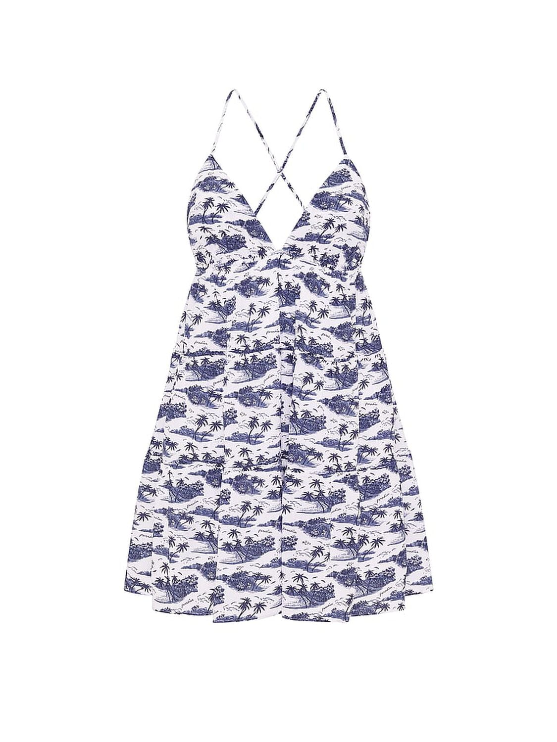 vs Pink Flirt Alert Tiered Mini Dress Noir Navy Toile 3 of 3 