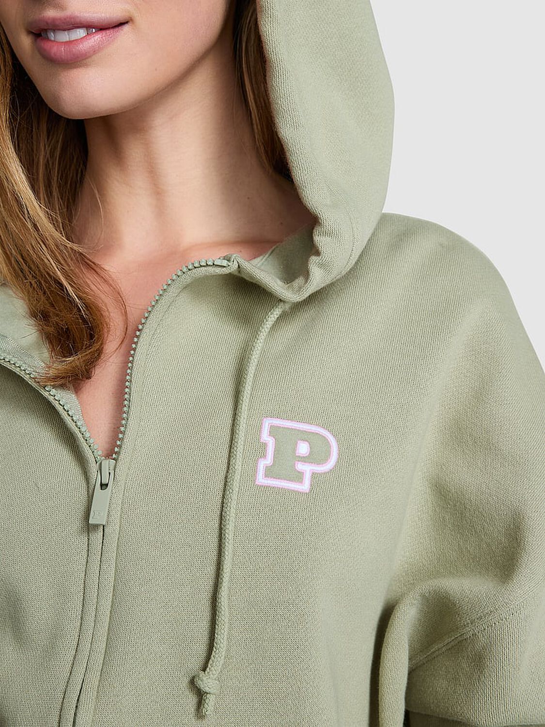 vs Pink Ivy Fleece Campus Full-Zip Hoodie Green Garden 4 of 4 