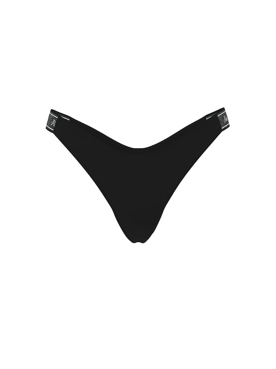 vs Pink Logo Cotton Shine High-Leg Thong Panty Pure Black 3 of 3 