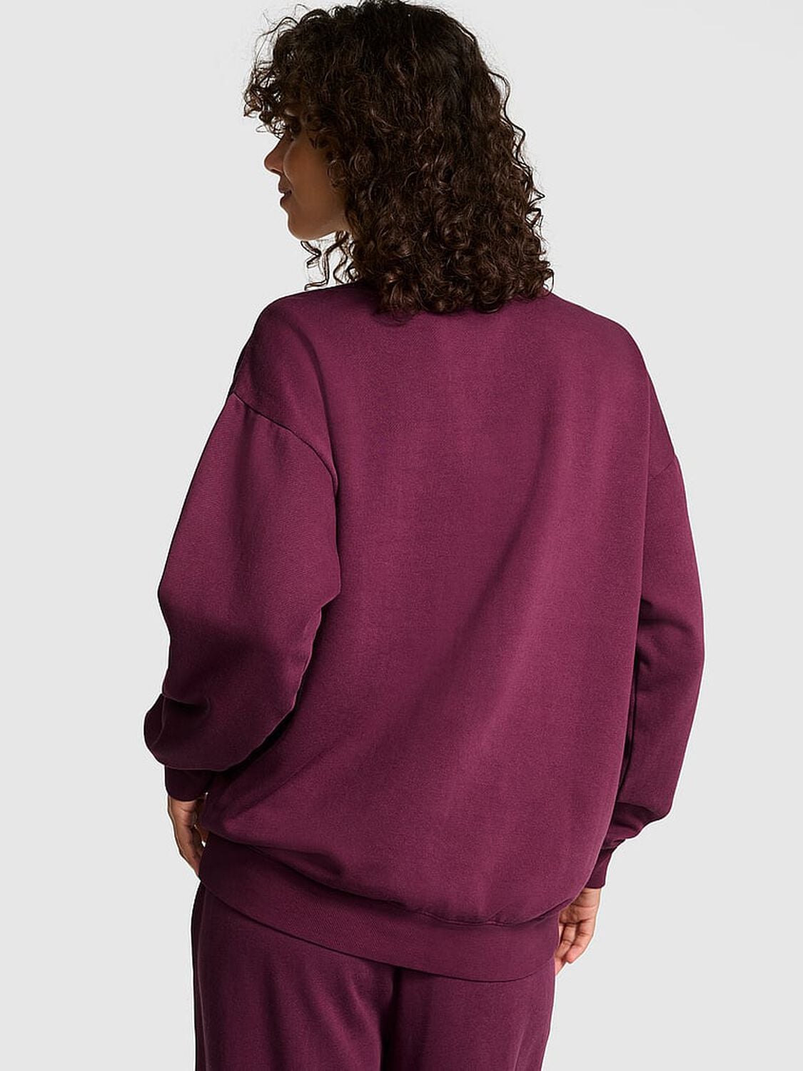 vs Pink Ivy Fleece Oversized Crew Sweatshirt Wild Rose 2 of 3 
