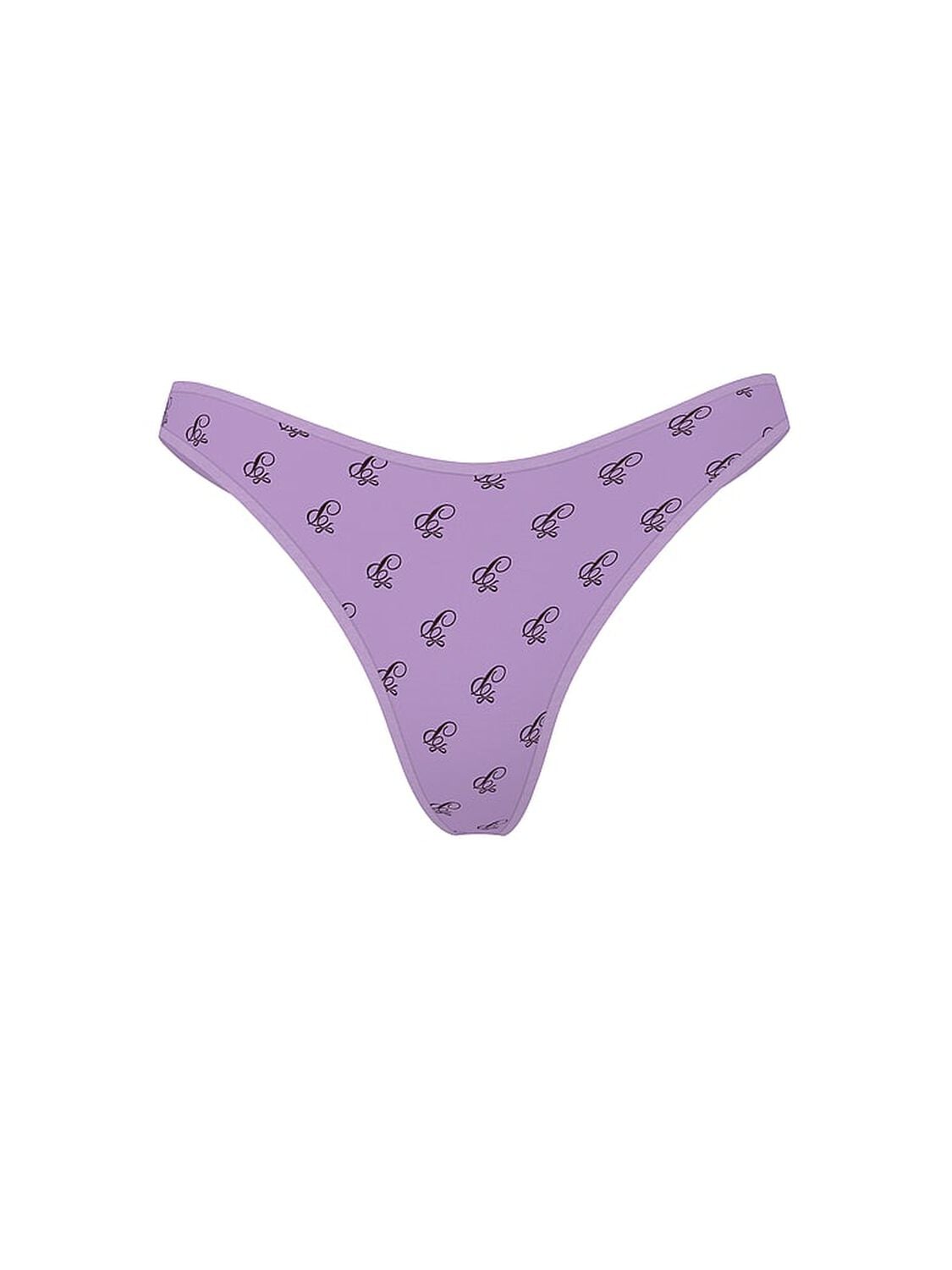 pink Pink Cotton High-Leg Thong Panty Aster Purple Script P Bow Print 3 of 3 
