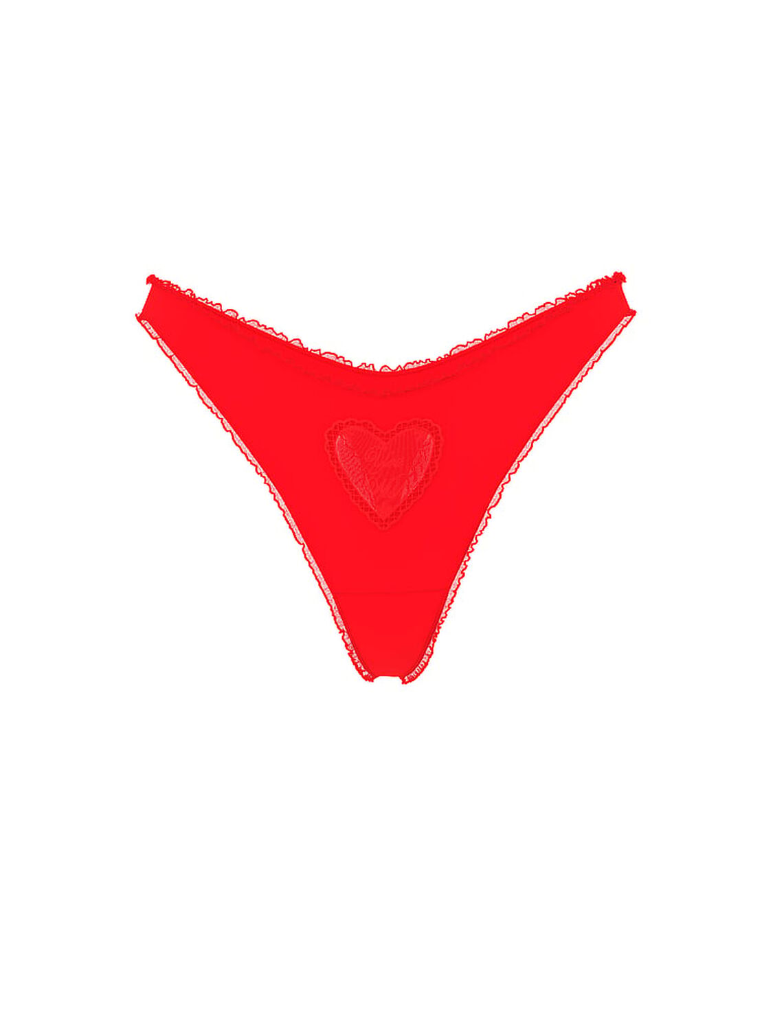 vs Pink Cotton Thong Panty Bright Vermillion You Wish Heart Mesh Graphic 3 of 3 