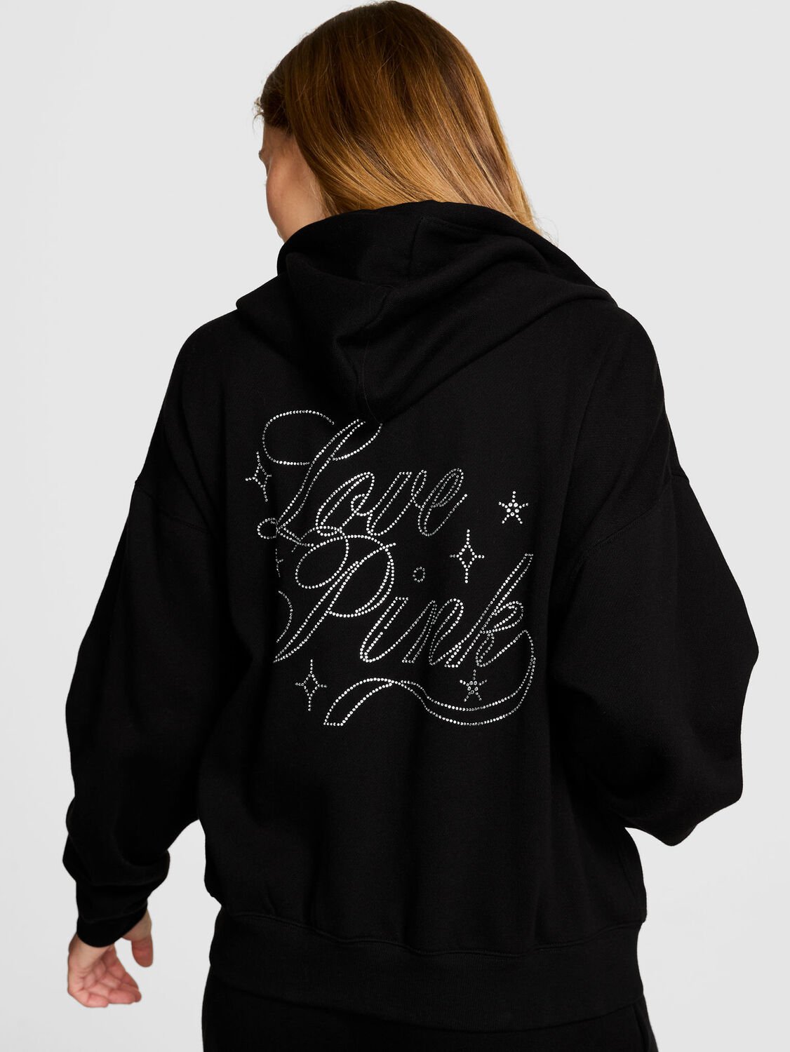 vs Pink Ivy Fleece Campus Full-Zip Hoodie Pure Black 2 of 2 