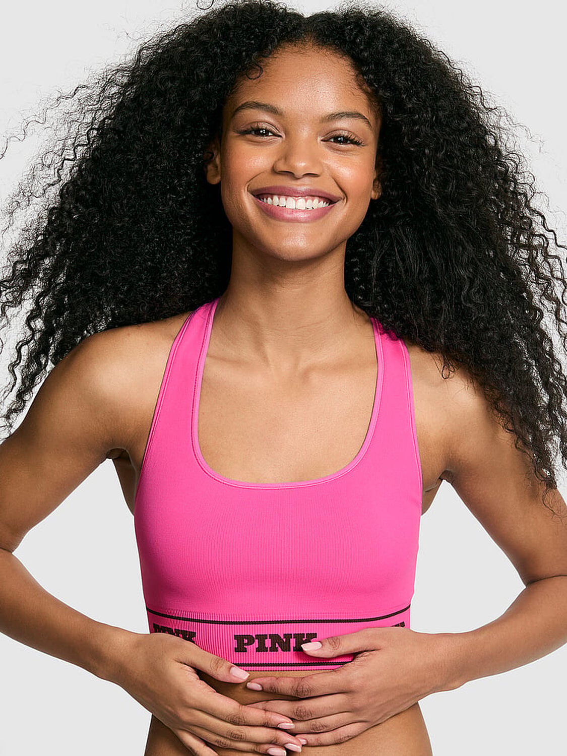 vs Pink Seamless Reversible Sports Bra Pink Gossip Flower Print 1 of 2 
