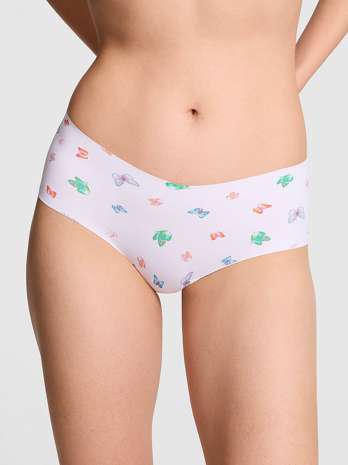 vs Pink No-Show Cheeky Panty White Multi Color Butterfly 1 of 3 