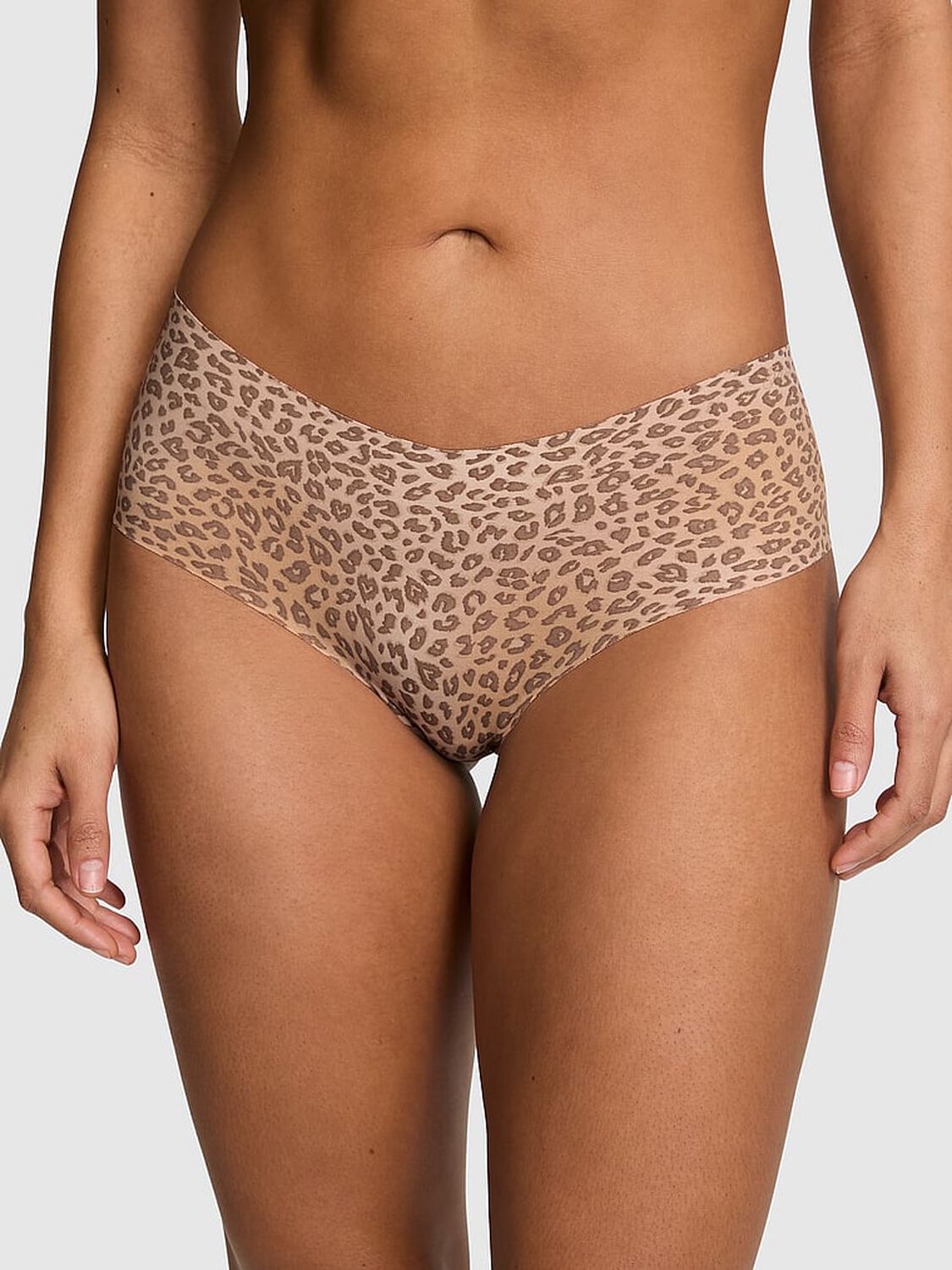 vs Pink No-Show Cheeky Panty Light Brown Leopard 1 of 3 