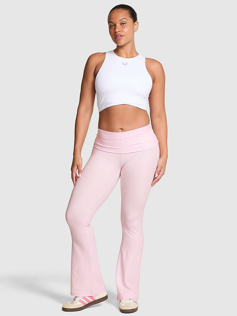 Soft Modal Foldover Kick-Flare Leggings Pink Tulip Soft Modal