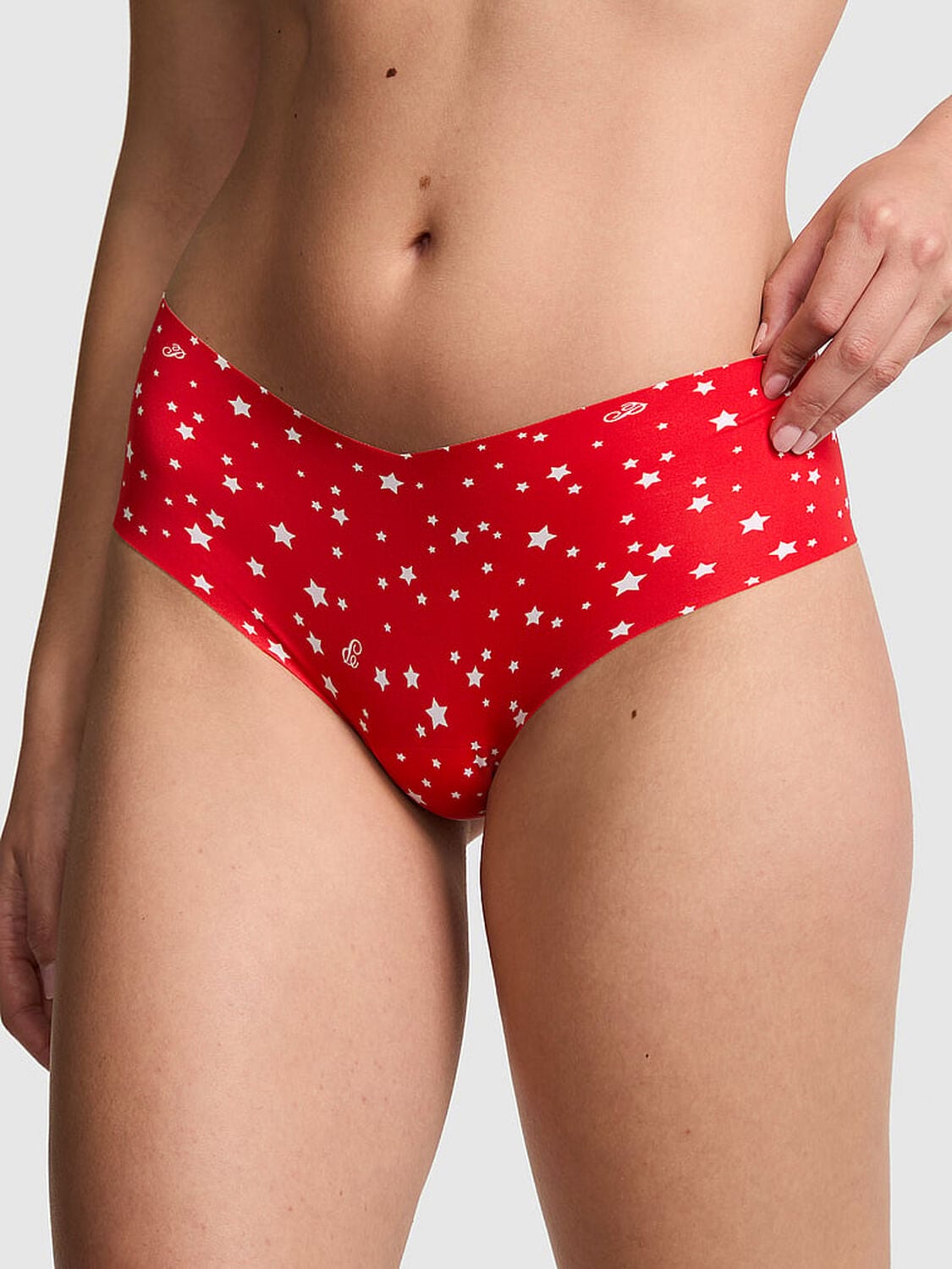 vs Pink No-Show Cheeky Panty Red Star Print 1 of 2 