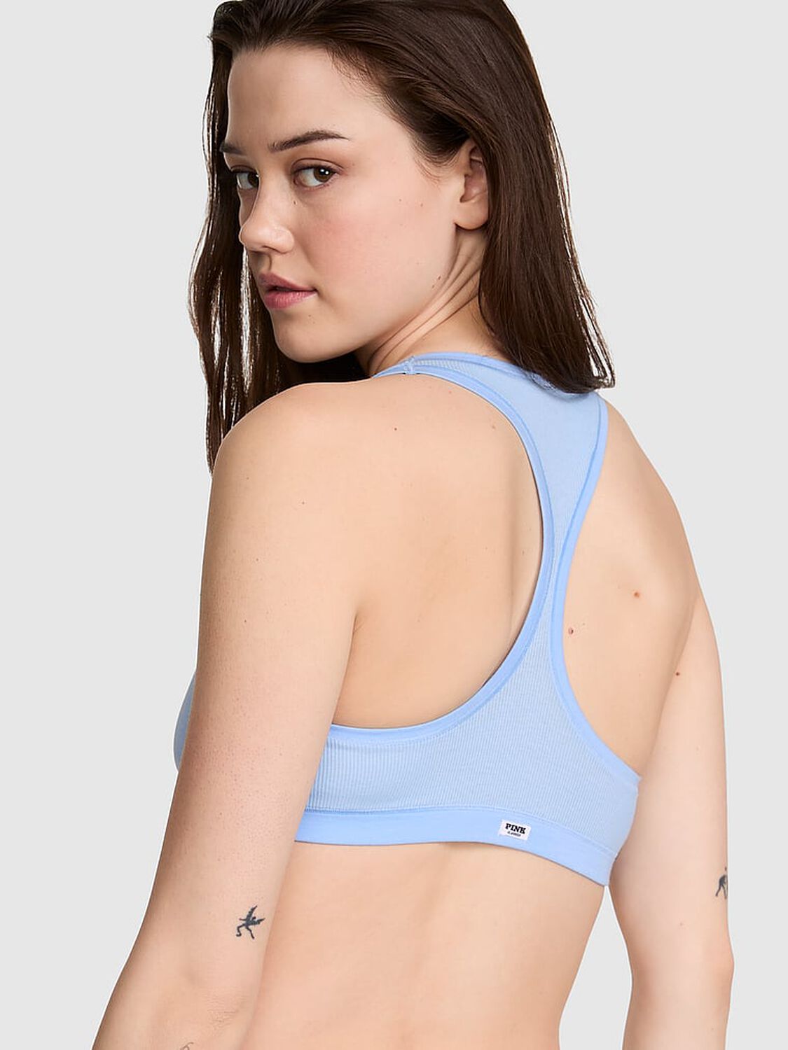 vs Pink Cotton Dorm Unlined Racerback Bralette Blue Dancer 2 of 3 