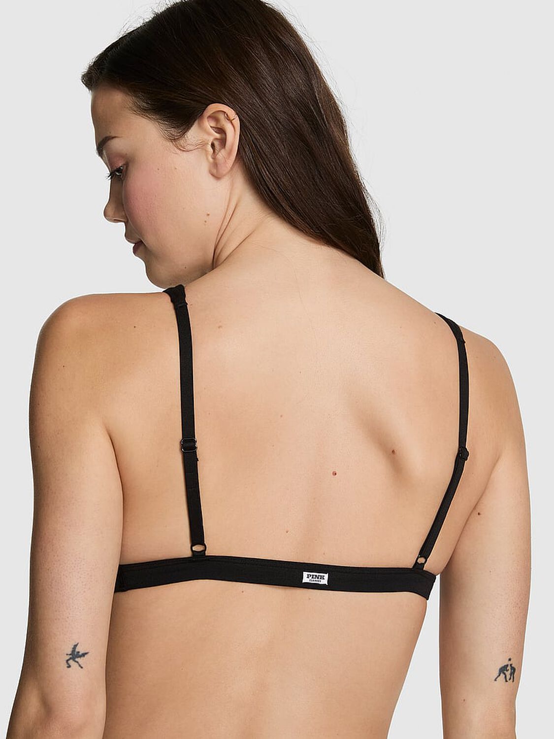 vs Pink Cotton Dorm Plunge Bralette Black 2 of 3 