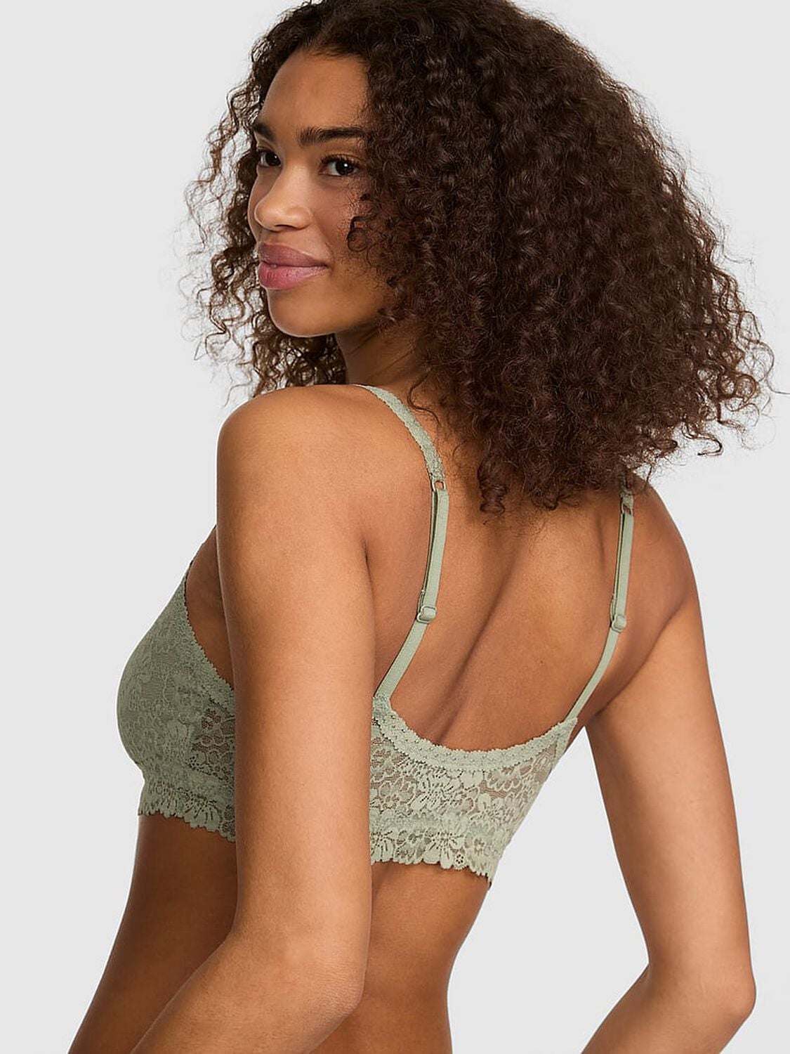 vs Pink Wink PINK Wink&trade; Unlined Scoop Bralette Slate Green 2 of 3 