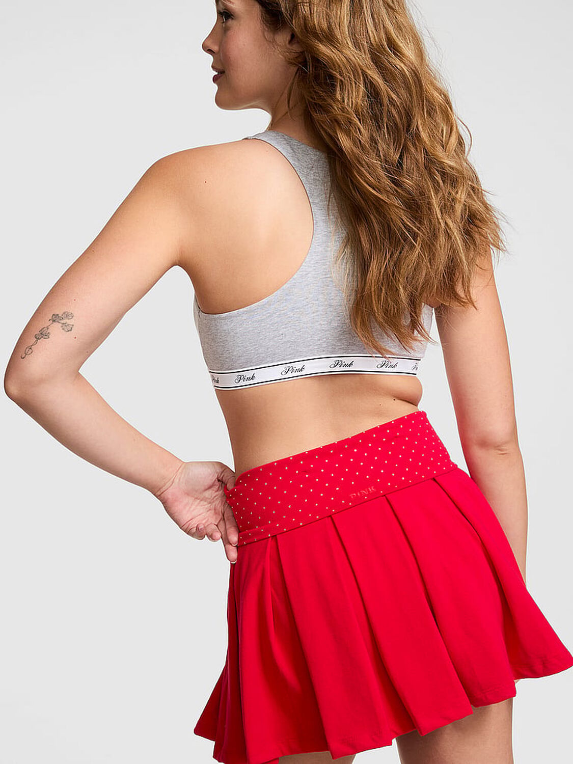 vs Pink All-Day Cotton Foldover Pleated Skort Red Pepper Bling 2 of 3 