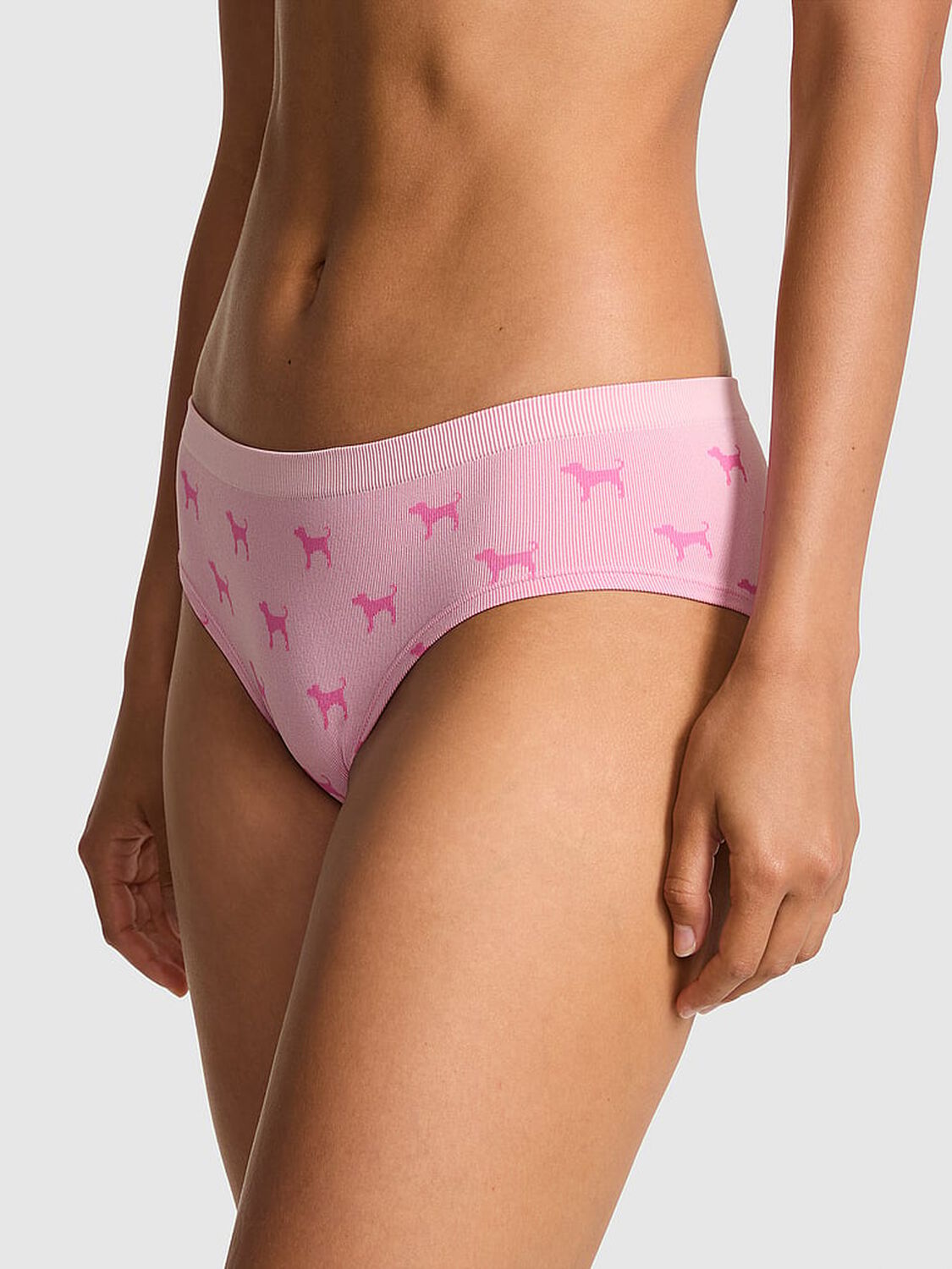 vs Pink Seamless Hiphugger Panty Pink Tulip Dog Print 1 of 3 