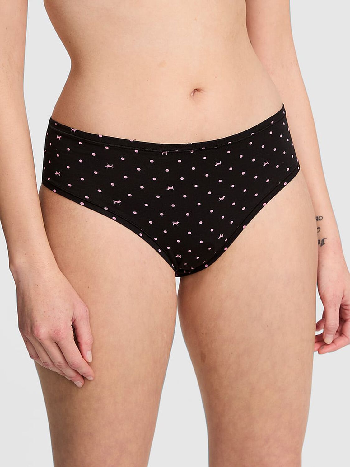 vs Pink Cotton Cheeky Panty Black Dot Dog Print 1 of 4 