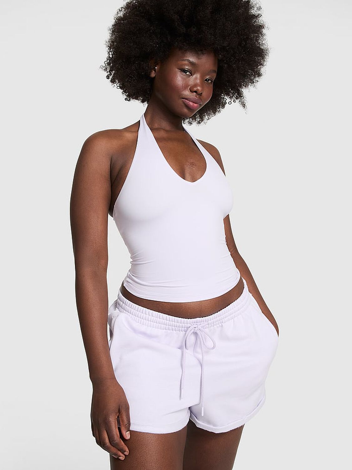 vs Pink Base Stretch Halter Tank Top Purple Whisper 1 of 2 