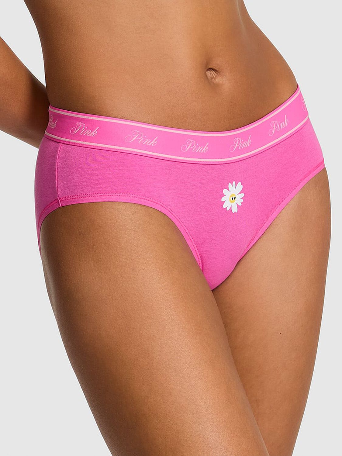 vs Pink Logo Cotton Hiphugger Panty Pink Gossip Daisy Graphic 1 of 3 