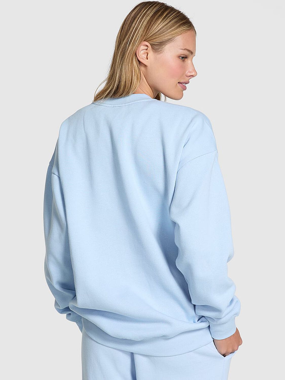 vs Pink Ivy Fleece Oversized Crew Sweatshirt Icy Blue Santa'S Fave 2 of 2 