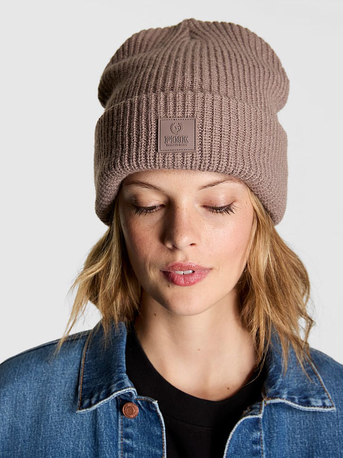 vs Pink Knit Beanie Iced Coffee 1 of 1 
