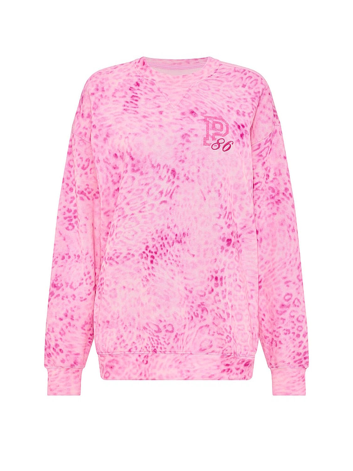 vs Pink Campus Fleece&trade; Oversized Crew Sweatshirt Pink Leopard 3 of 3 