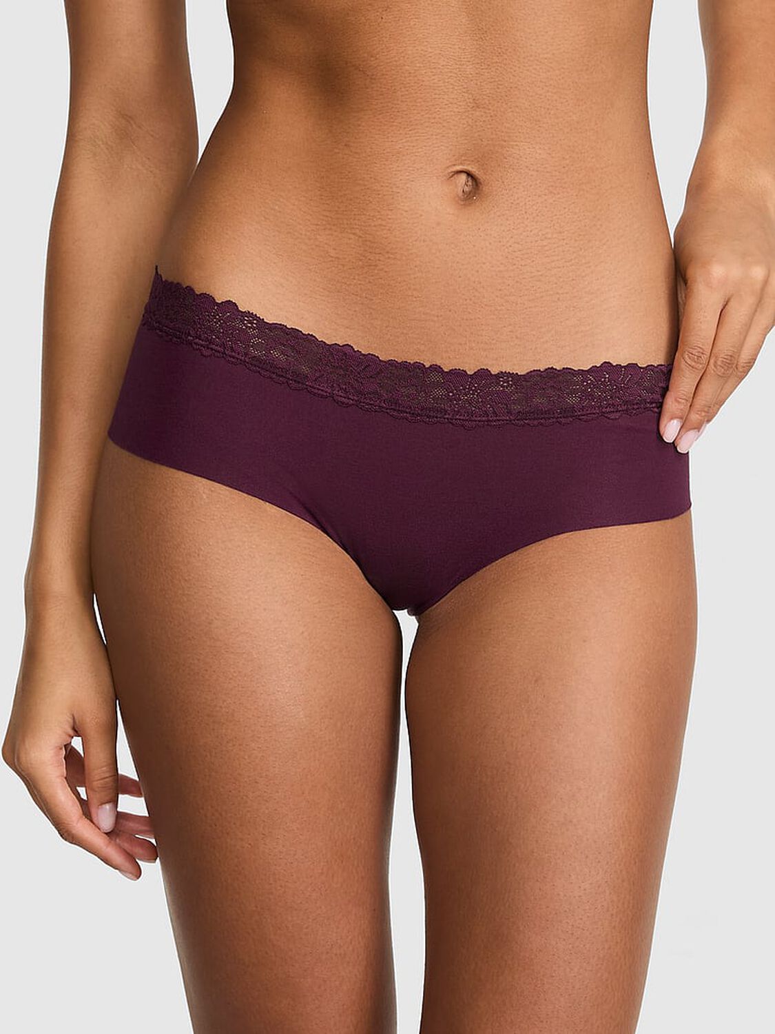 vs Pink No-Show Cotton Hiphugger Panty Wild Rose 1 of 3 