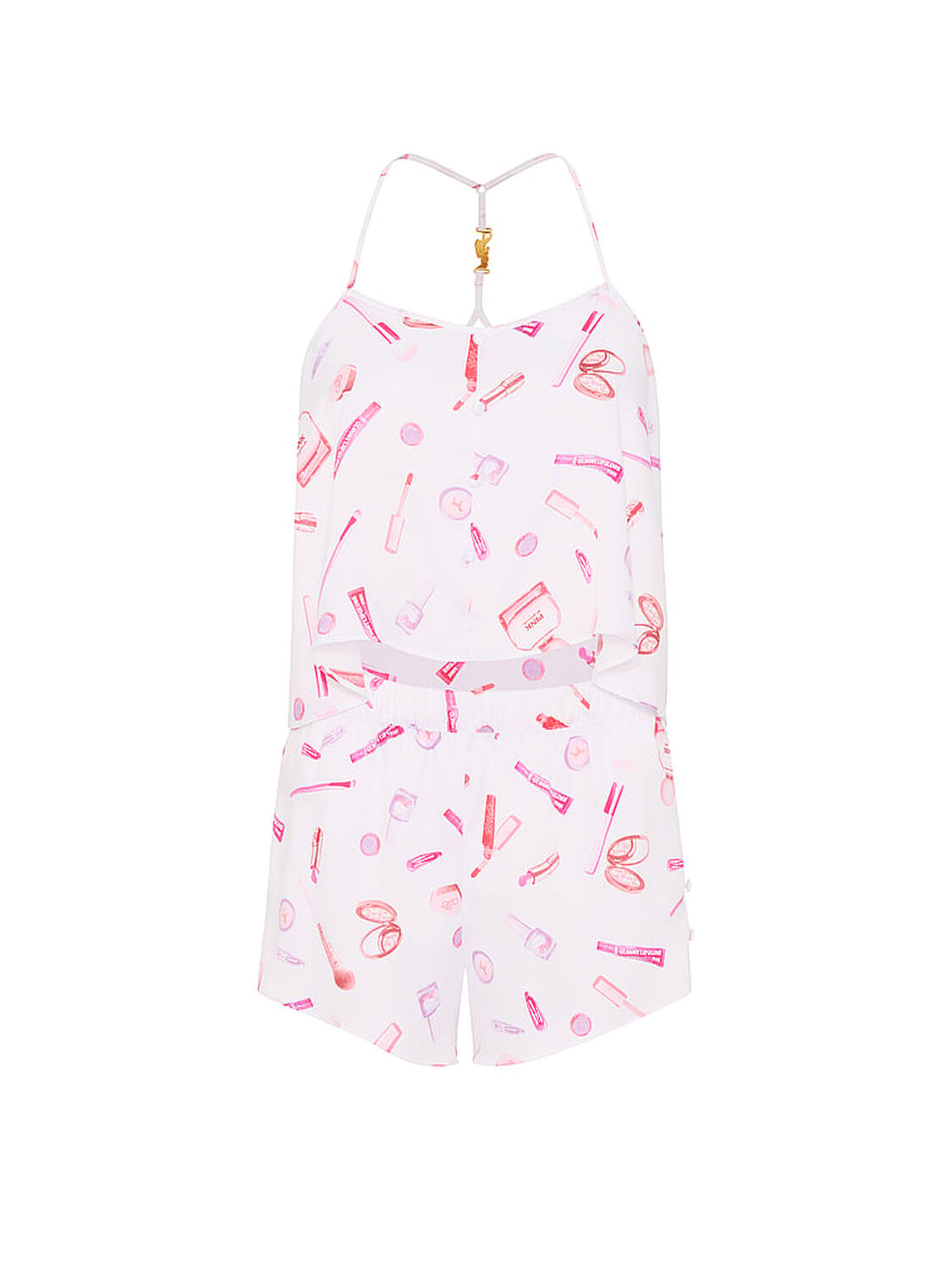pink Pink GRWPINK&trade; Satin Cami & Shorts Pajama Set White Makeup Print 3 of 4 
