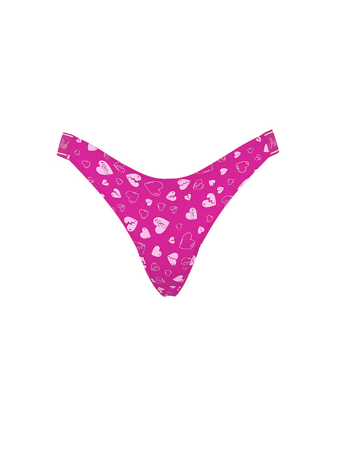 vs Pink Logo Cotton Shine High-Leg Thong Panty Pink Fire Broken Hearts Print 3 of 3 