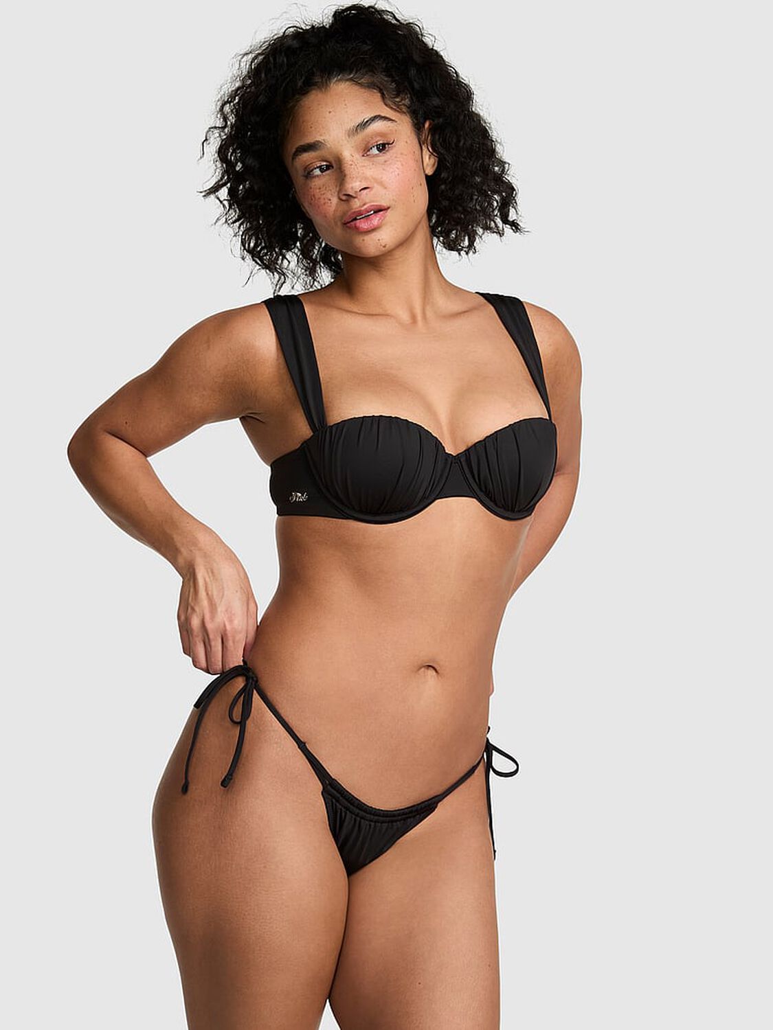 vs Swim Ruched Push-Up Balconette Bikini Top Black 1 of 3 
