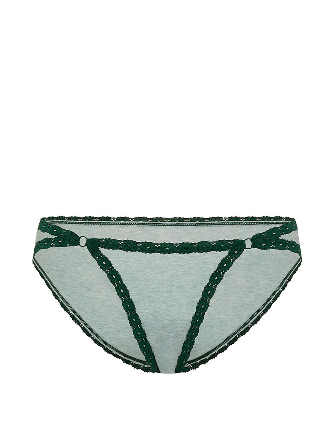 vs Pink Cotton Lace-Trim Low-Rise Cheeky Panty Heather Soft Sage With Dark Garden Lace 3 of 4 