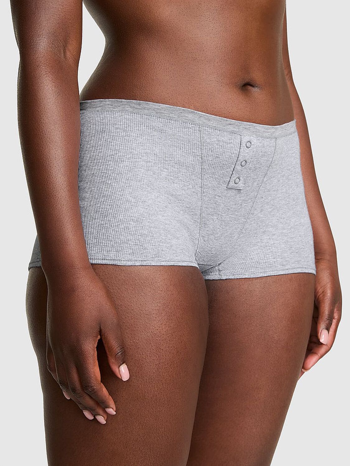 pink Pink Cotton Dorm Boyshort Panty Medium Heather Grey 1 of 3 