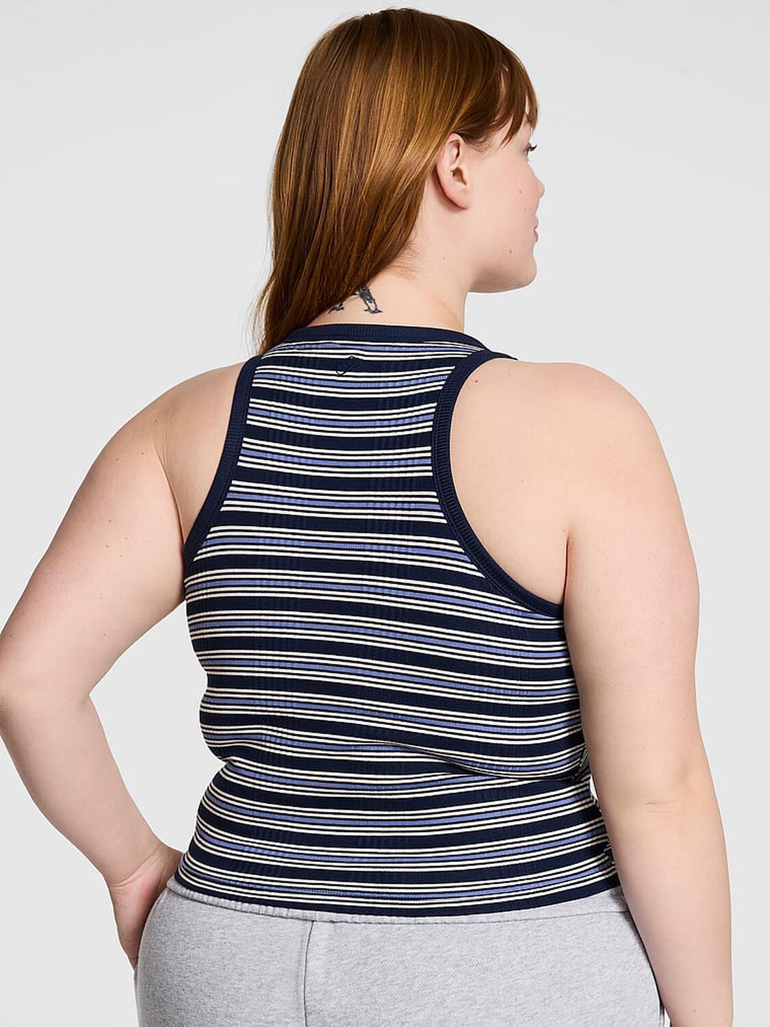 vs Pink Multi Rib Tank Top Navy Stripe 2 of 2 