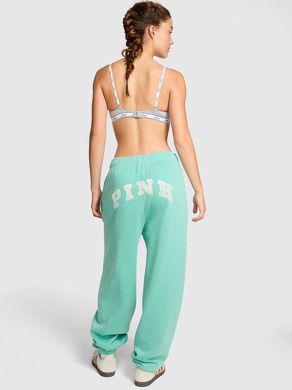 vs Pink Ivy Fleece Campus Sweatpants Sweet Mint 2 of 3 