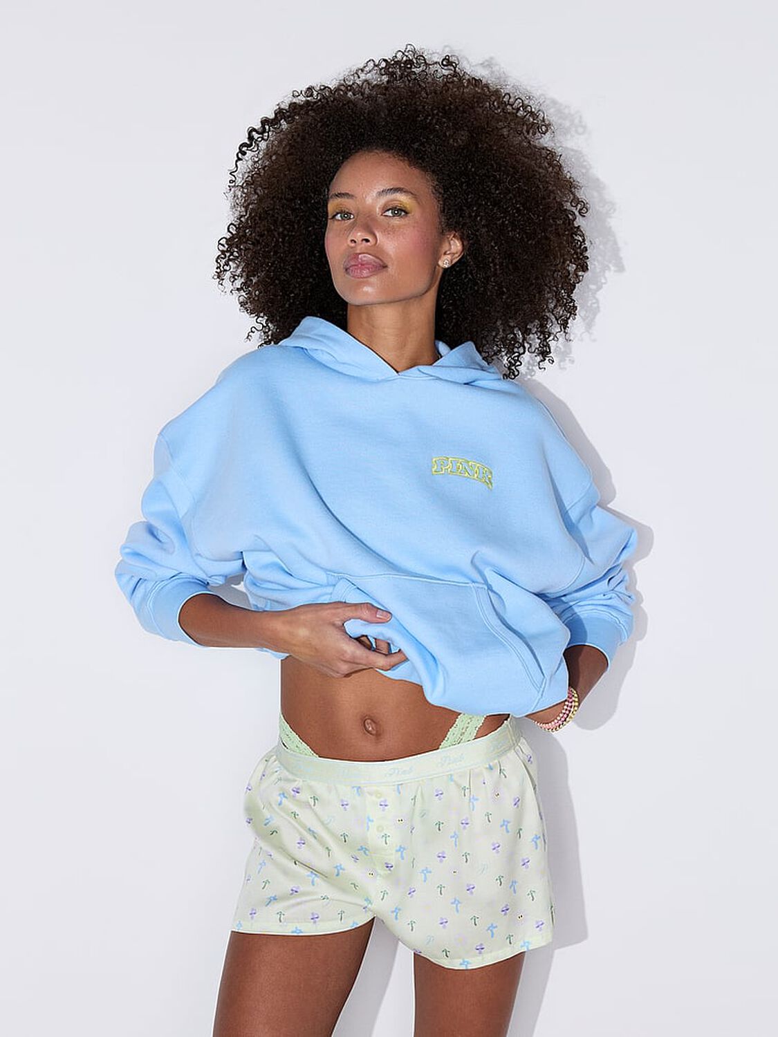 vs Pink Ivy Fleece Campus Hoodie Blue Dancer 4 of 4 