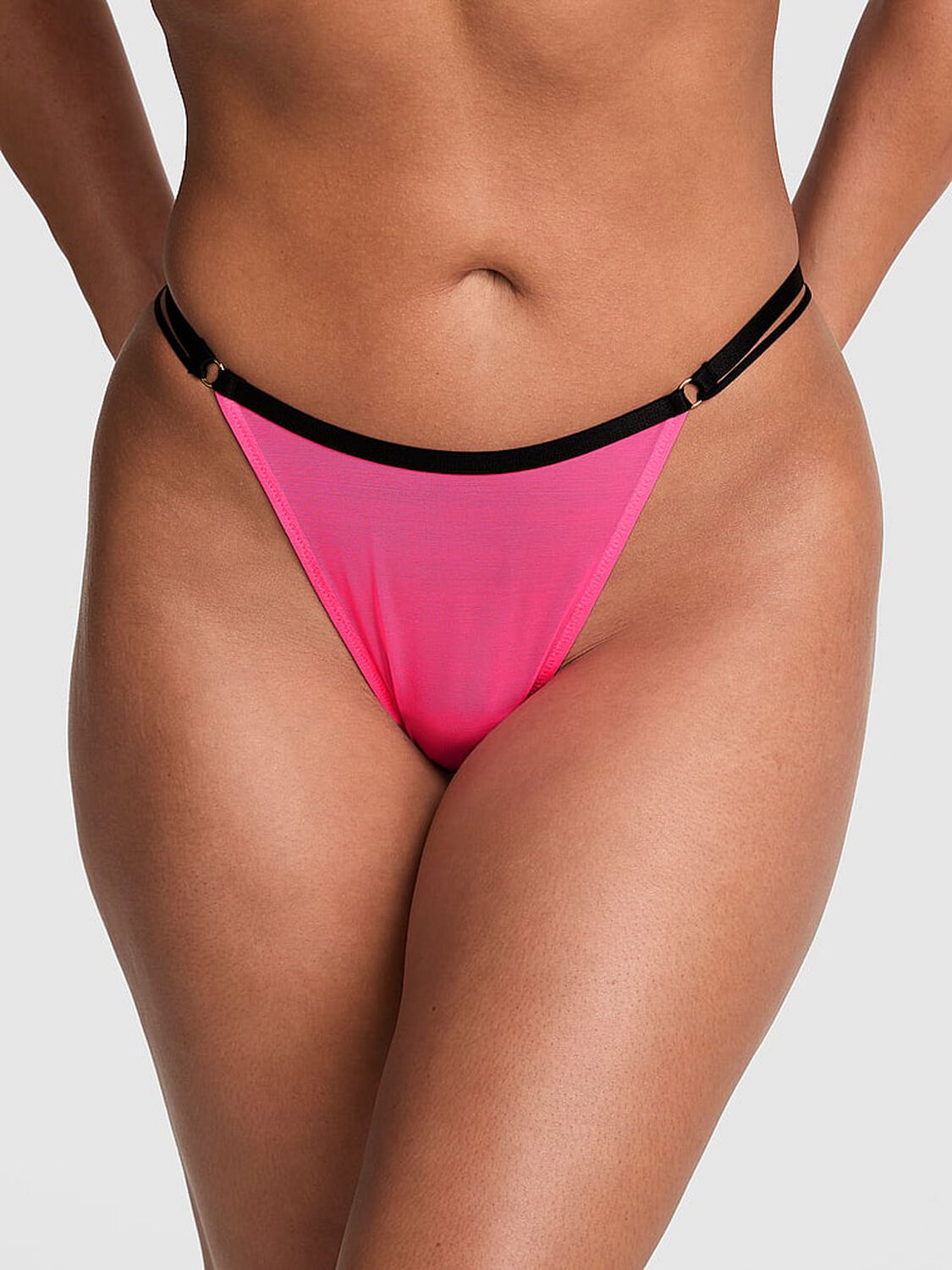 vs Pink Mesh High-Leg Thong Panty Fall For Me 1 of 2 