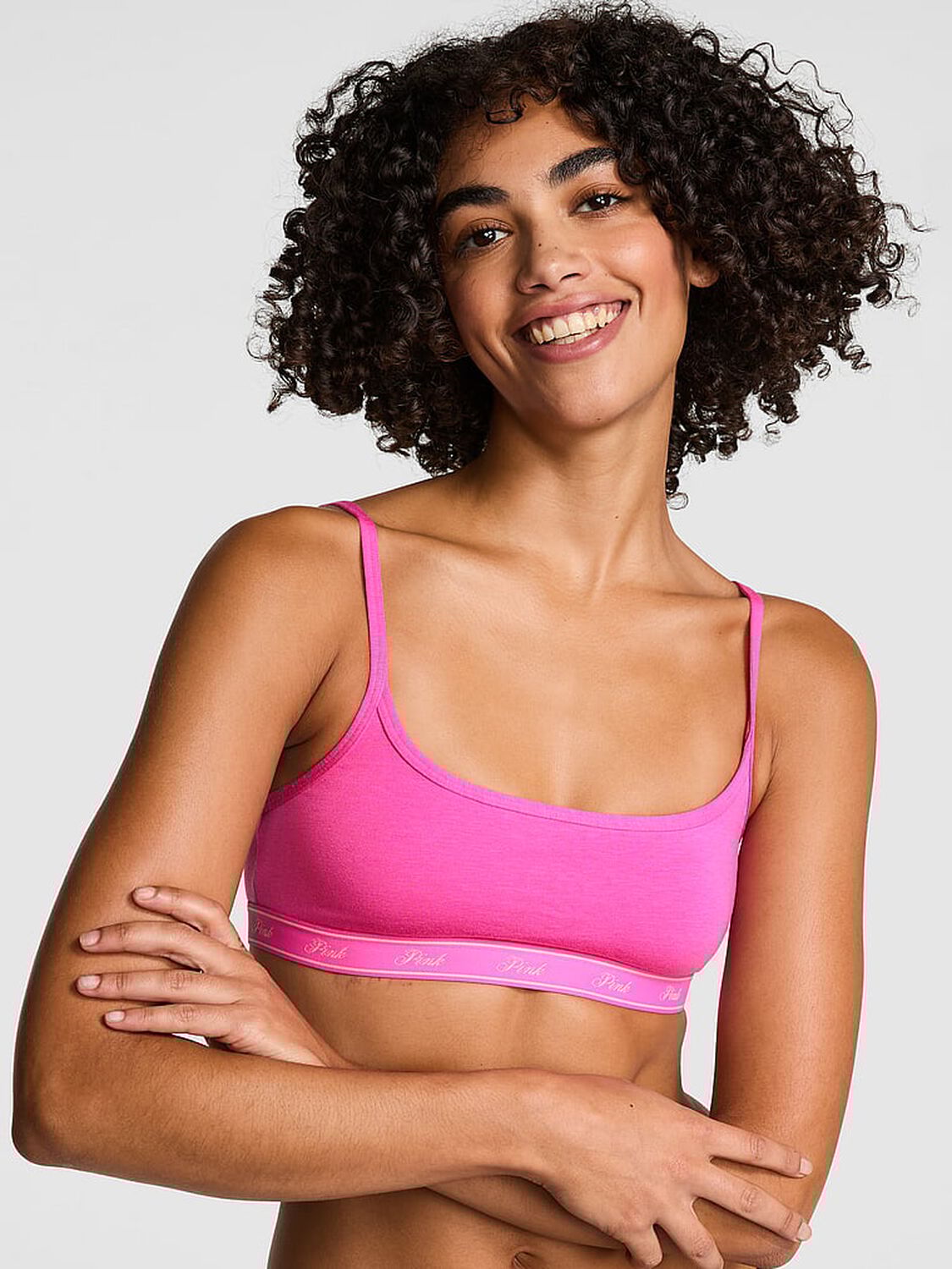 vs Pink Bralettes & Bra Tops Cotton Scoop Bralette Pink Gossip 2 of 2 