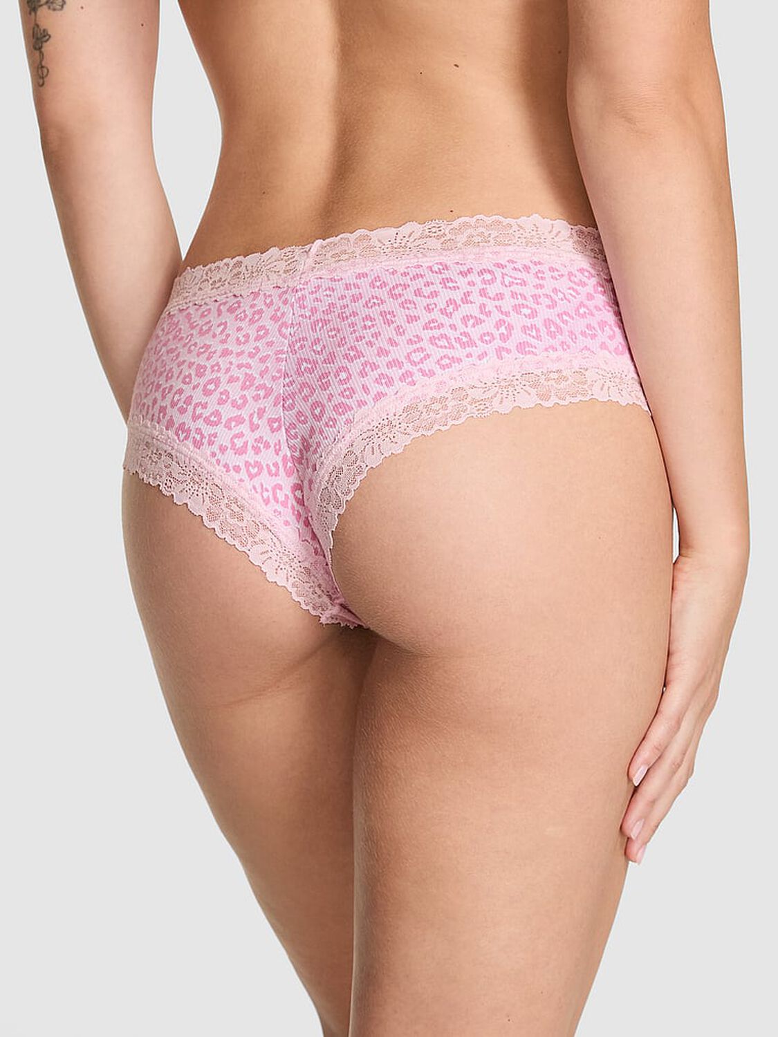 vs Pink Wink Lace-Trim Cheeky Panty Hushed Lilac Leopard Print 2 of 2 