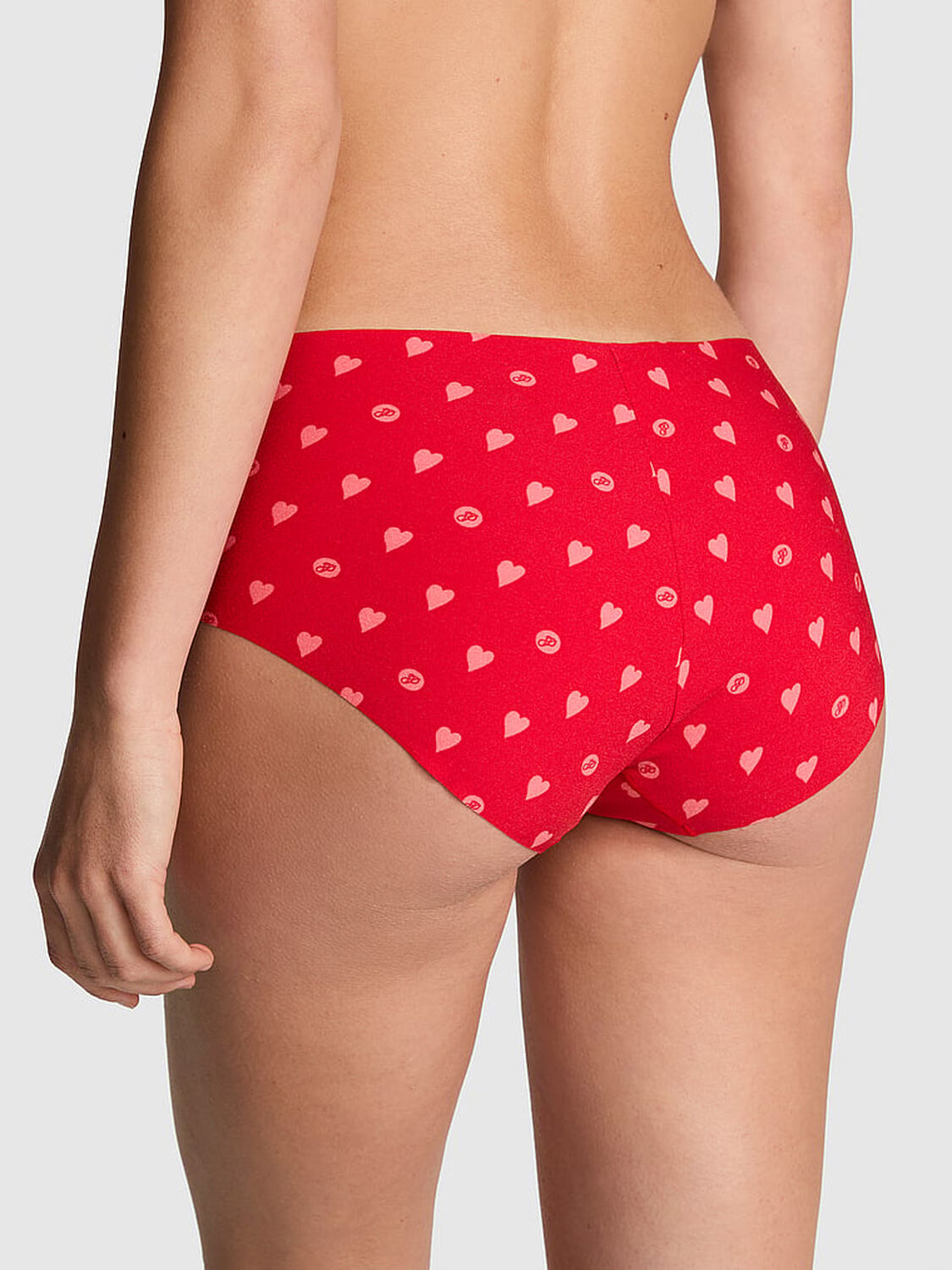 vs Pink No-Show Hiphugger Panty Bright Vermillion Heart Dot Print 2 of 3 