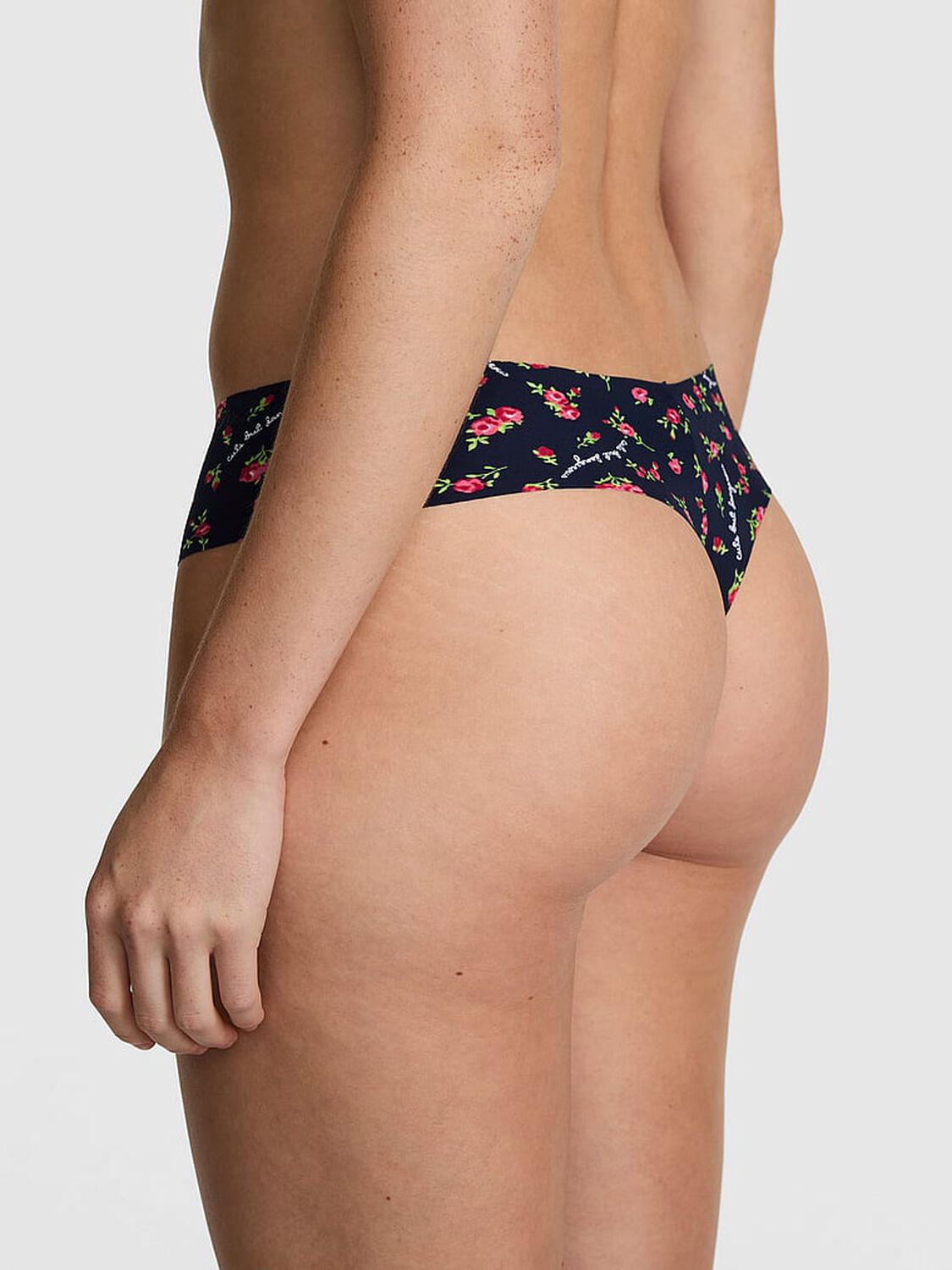 vs Pink No-Show Thong Panty Noir Navy Cute But Dangerous Print 2 of 3 