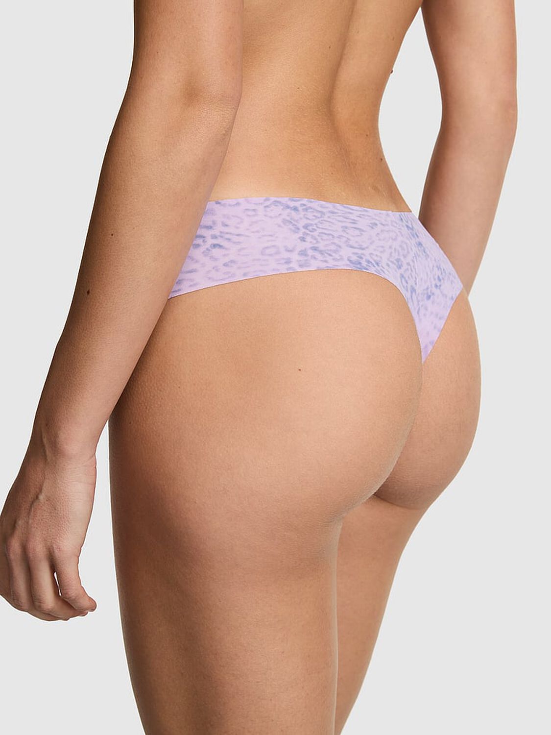 vs Pink No-Show Thong Panty Tinted Lilac Leopard 2 of 3 