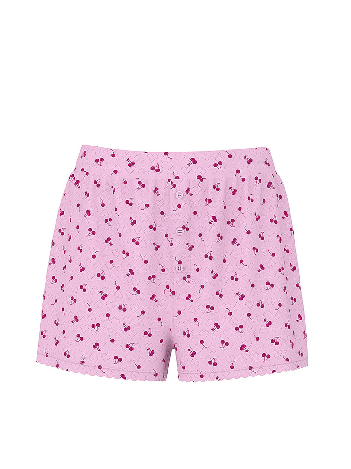 vs Pink Pointelle Boxer Shorts Hushed Lilac Cherries 3 of 3 