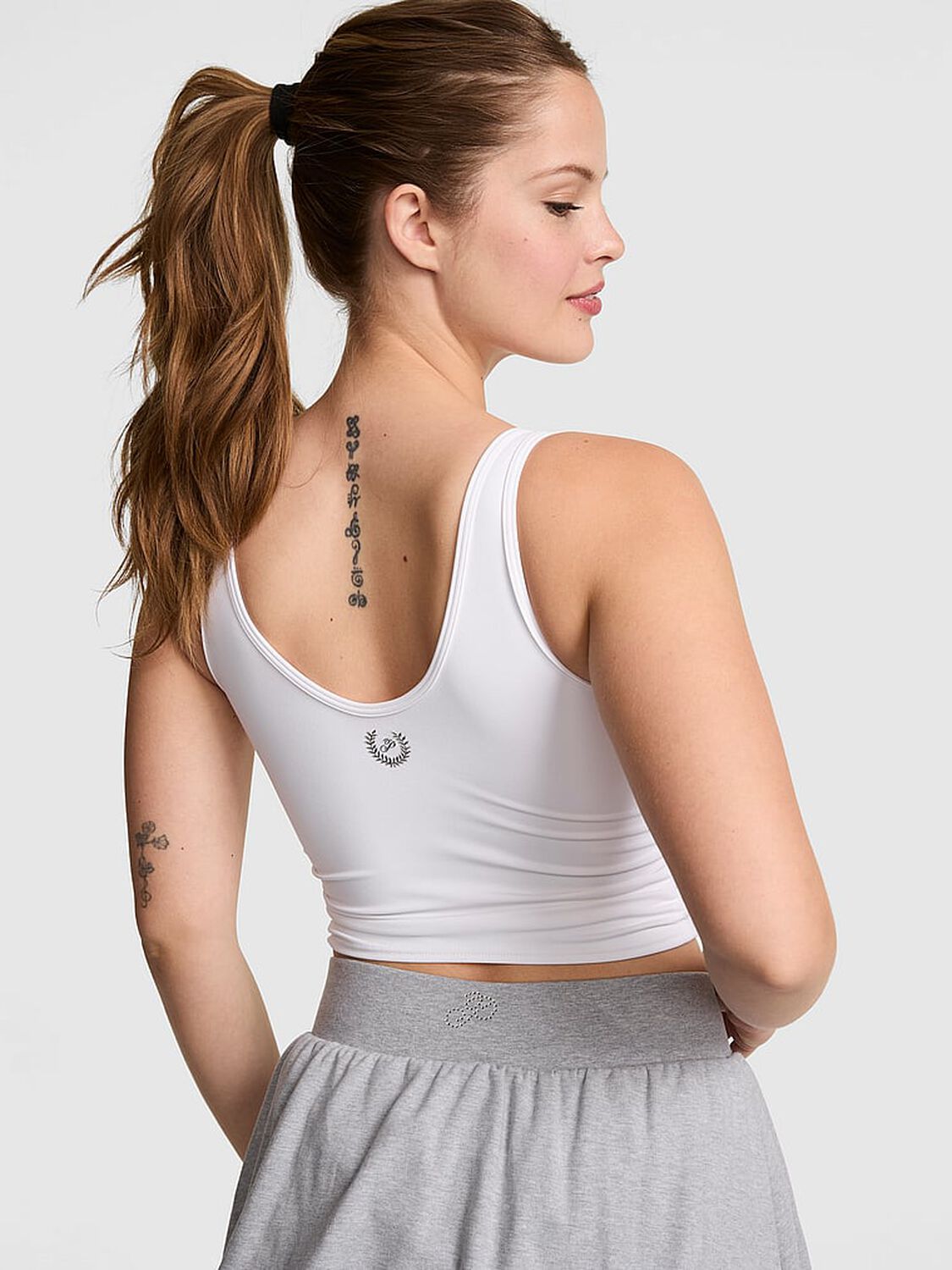 vs Pink PINK Relay&trade; Ruched Wrap Bra Tank Vs White 2 of 2 
