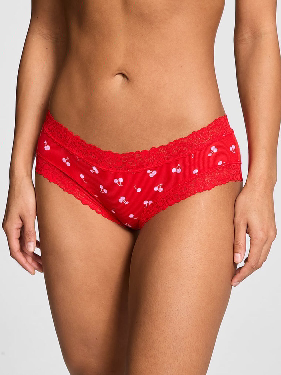 vs Pink Wink Lace-Trim Cheeky Panty Print 1 of 2 