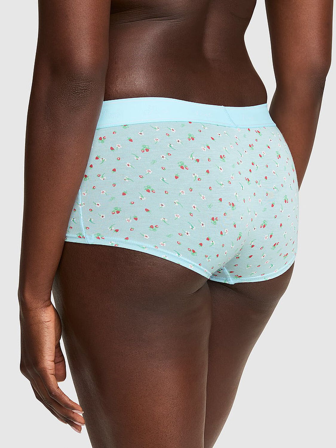 vs Pink Logo Cotton Boyshort Panty Stream Blue Strawberry Print 2 of 3 