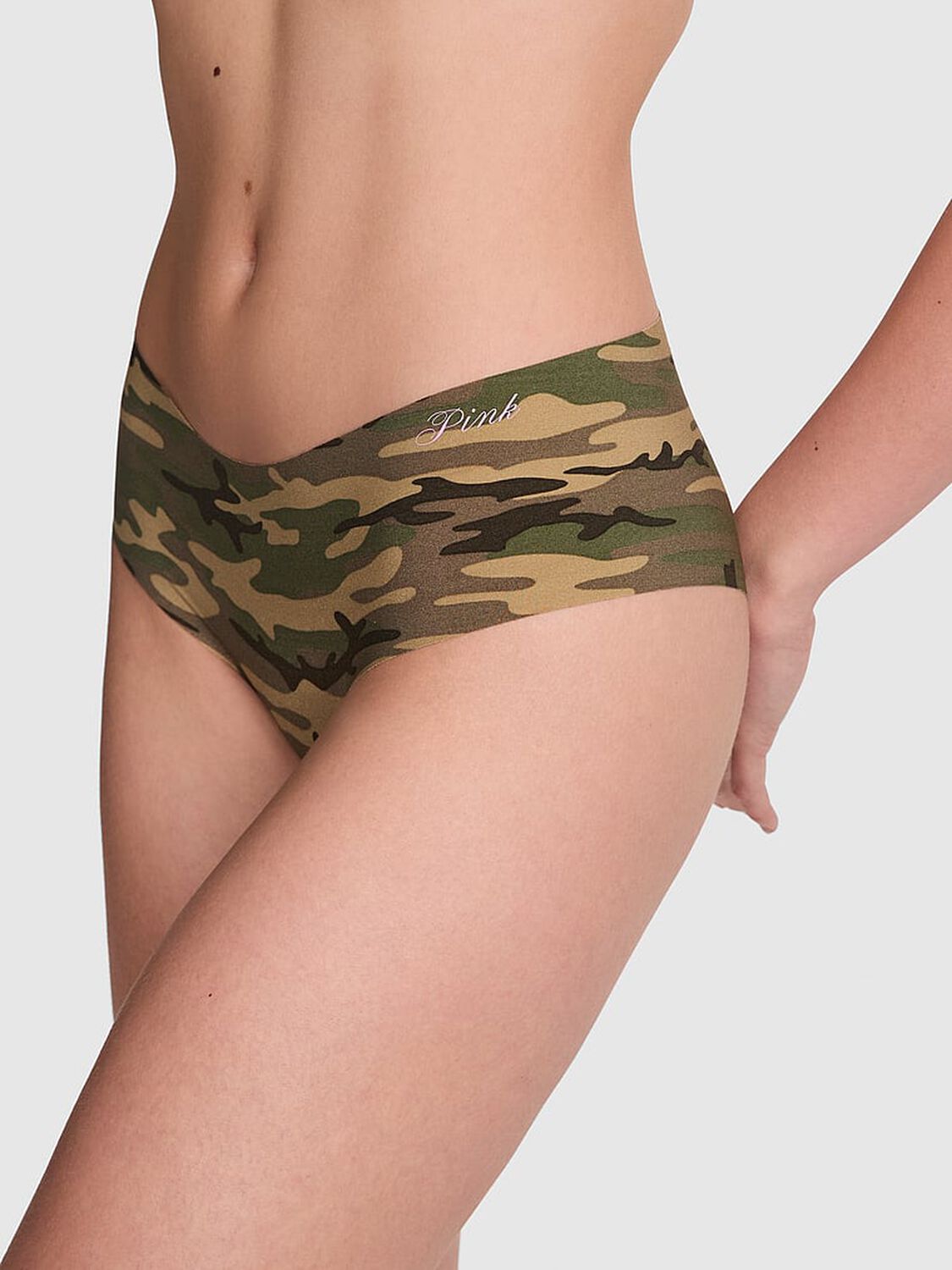 vs Pink No-Show Cheeky Panty Spanish Moss Camo Print W/ Graphic 1 of 3 