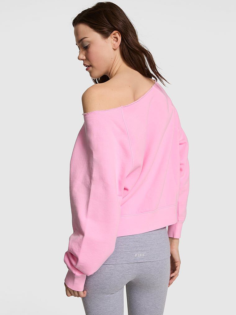 【PINK】Ivy Fleece Off The Shoulder Sweatshirt長袖スウェット Ivy Fleece Off-The-Shoulder Sweatshirt Winter White | Victoria's