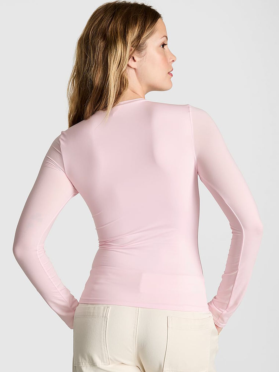vs Pink Base Stretch Long-Sleeve Tee Pink Tulip 2 of 2 